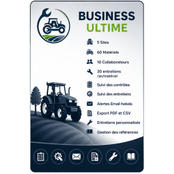 Abonnement AgriMaintenance BUSINESS | 5 Sites & 60 Matériels